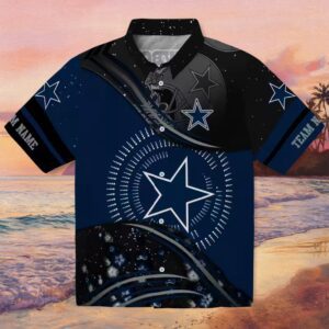Dallas Cowboys Football Wave Blue Black Hawaiian Shirt