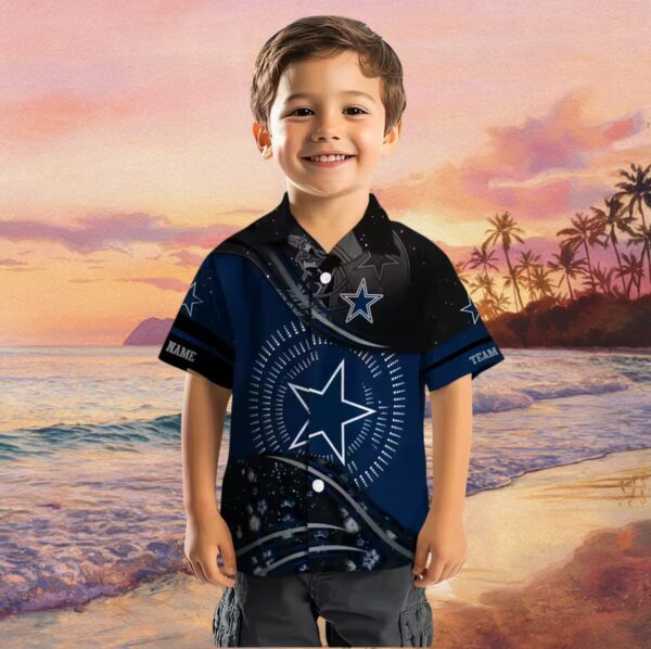 Dallas Cowboys Football Wave Blue Black Hawaiian Shirt - Image 7