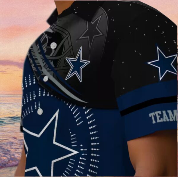 Dallas Cowboys Football Wave Blue Black Hawaiian Shirt - Image 8