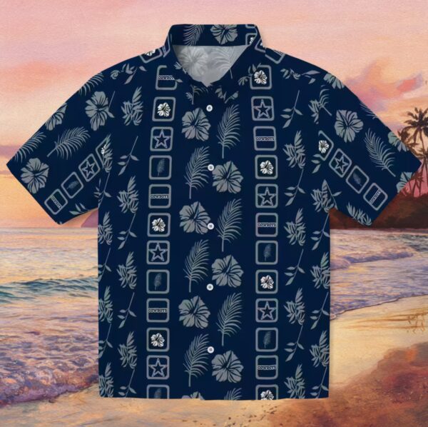 Dallas Cowboys Framed Floral Blue Hawaiian Shirt