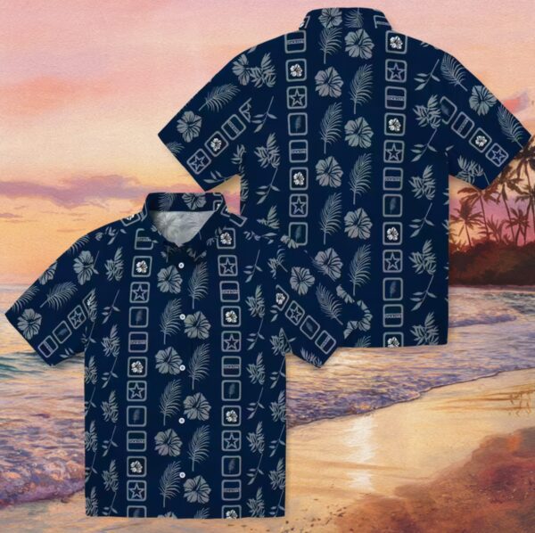 Dallas Cowboys Framed Floral Blue Hawaiian Shirt - Image 3