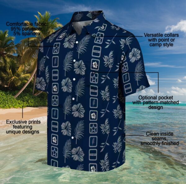 Dallas Cowboys Framed Floral Blue Hawaiian Shirt - Image 5