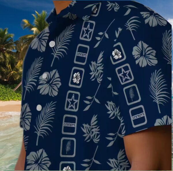 Dallas Cowboys Framed Floral Blue Hawaiian Shirt - Image 8