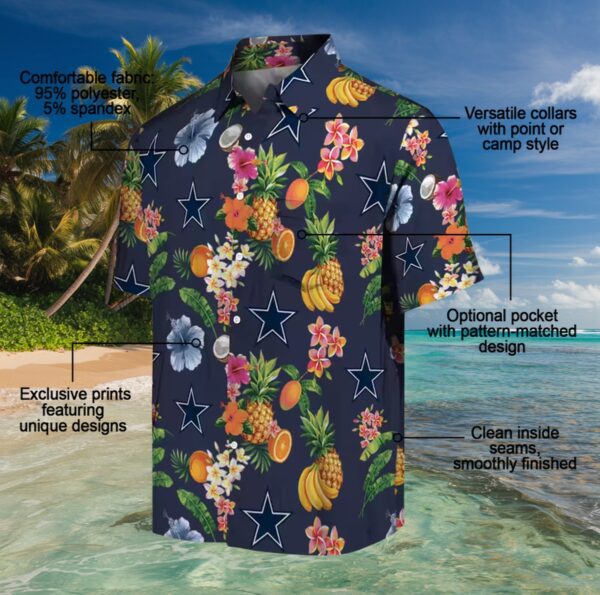 Dallas Cowboys Hibiscus And Fruit Navy Blue Hawaiian Shirt - Image 5