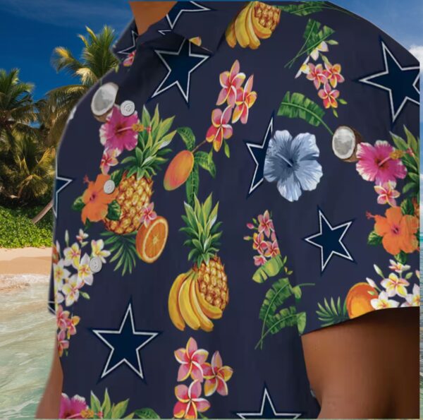 Dallas Cowboys Hibiscus And Fruit Navy Blue Hawaiian Shirt - Image 8