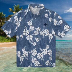 Dallas Cowboys Hibiscus Clusters Blue Hawaiian Shirt