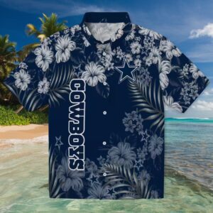 Dallas Cowboys Hibiscus Print Blue Hawaiian Shirt