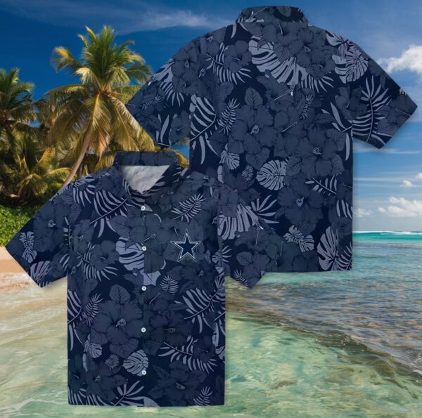 Dallas Cowboys Jungle Vibes Blue Hawaiian Shirt - Image 3