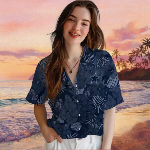 Dallas Cowboys Jungle Vibes Blue Hawaiian Shirt - Image 4