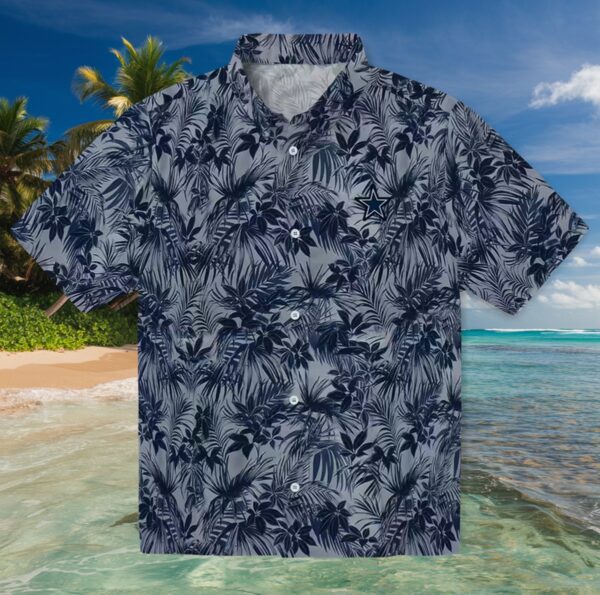 Dallas Cowboys Leafy Pattern Blue Hawaiian Shirt