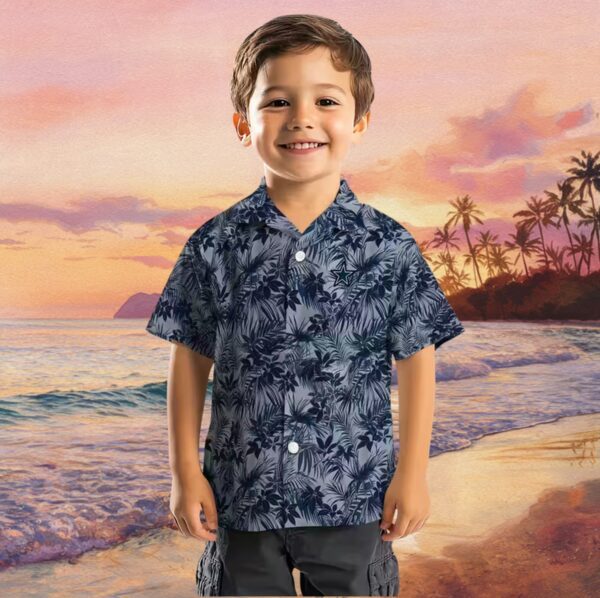 Dallas Cowboys Leafy Pattern Blue Hawaiian Shirt - Image 7