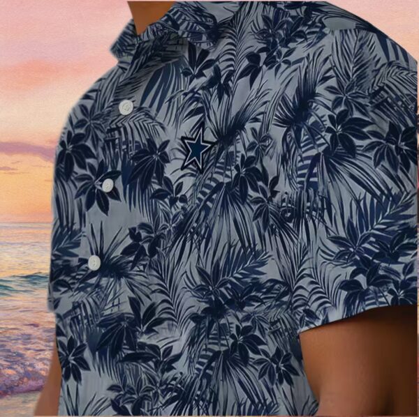 Dallas Cowboys Leafy Pattern Blue Hawaiian Shirt - Image 8
