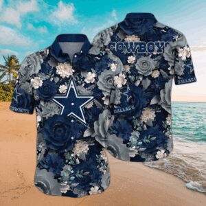 Dallas Cowboys Monochrome Blooms Hawaiian Shirt