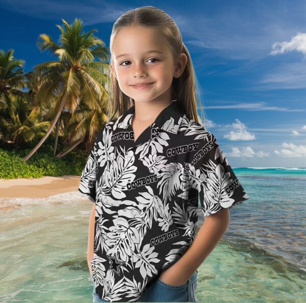 Dallas Cowboys Monstera Leaf Pattern Black Hawaiian Shirt - Image 6