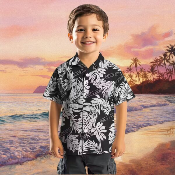 Dallas Cowboys Monstera Leaf Pattern Black Hawaiian Shirt - Image 7