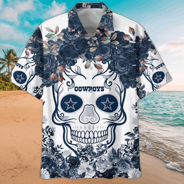 Dallas Cowboys NFL Flower Skull Hawaiian shirt