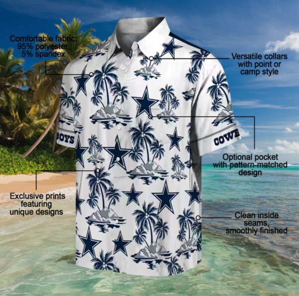 Dallas Cowboys Palm Island Print Blue White Hawaiian Shirt - Image 5
