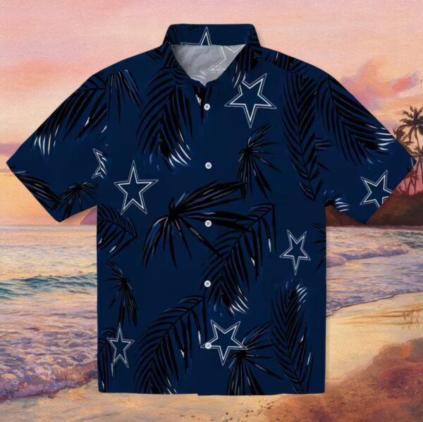 Dallas Cowboys Palm Leaf Blue Hawaiian Shirt