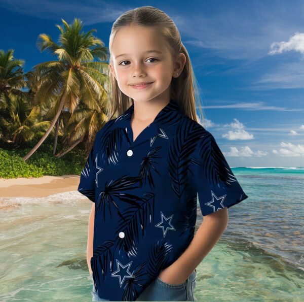 Dallas Cowboys Palm Leaf Blue Hawaiian Shirt - Image 6