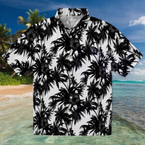 Dallas Cowboys Palm Motifs Black White Hawaiian Shirt