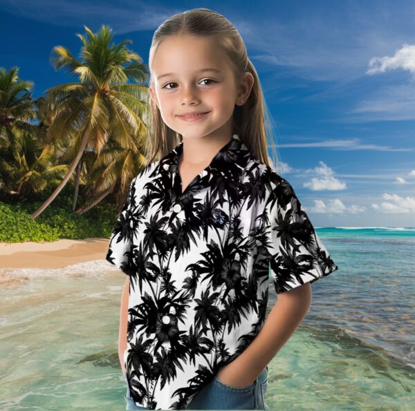 Dallas Cowboys Palm Motifs Black White Hawaiian Shirt - Image 6