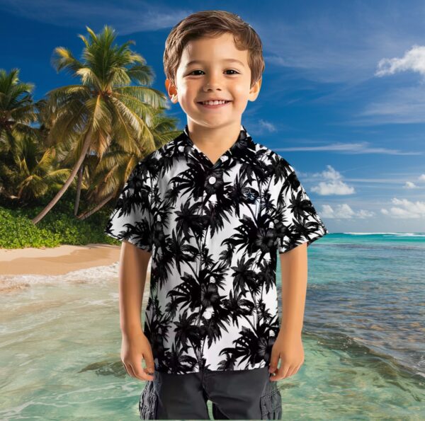 Dallas Cowboys Palm Motifs Black White Hawaiian Shirt - Image 7