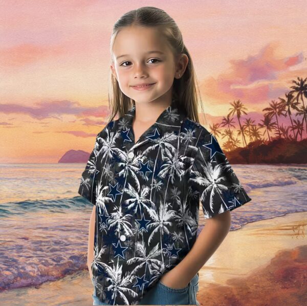 Dallas Cowboys Palm Pattern Blue Black Hawaiian Shirt - Image 6