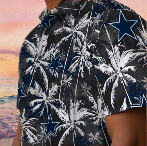 Dallas Cowboys Palm Pattern Blue Black Hawaiian Shirt - Image 8