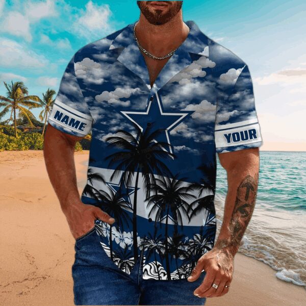 Dallas Cowboys Palm Sky Custom Name Hawaiian Shirt