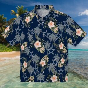 Dallas Cowboys Palm Tree Flower Blue Hawaiian Shirt