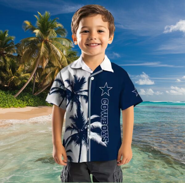 Dallas Cowboys Palm Trees Blue White Hawaiian Shirt - Image 7