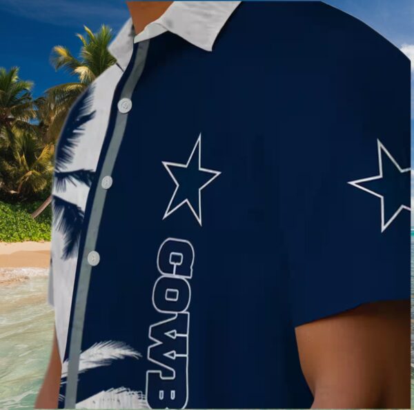 Dallas Cowboys Palm Trees Blue White Hawaiian Shirt - Image 8