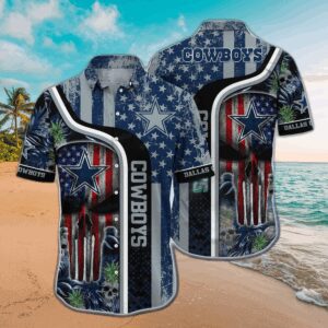 Dallas Cowboys Patriot Skull Hawaiian Shirt