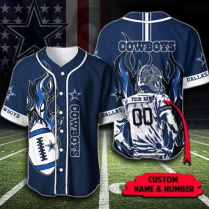 Dallas Cowboys Personalized Fireball Baseball Jersey – Custom Name & Number