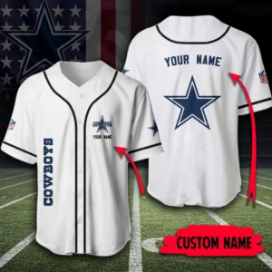 Dallas Cowboys Personalized White Baseball Jersey – Custom Name Shirt