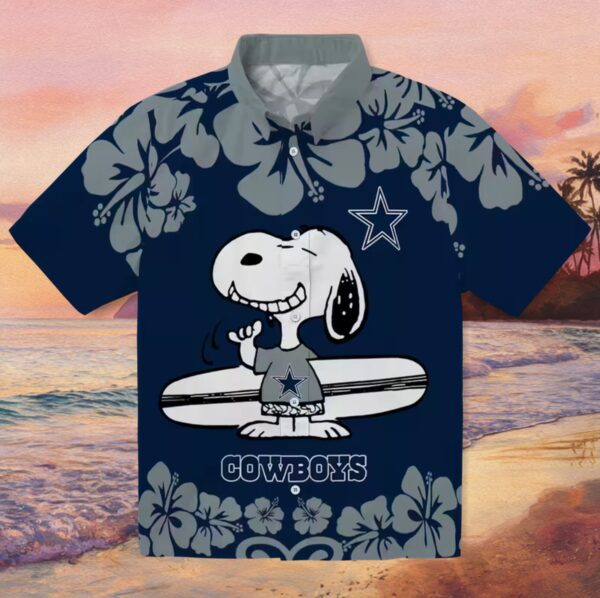 Dallas Cowboys Snoopy Surf Blue White Hawaiian Shirt