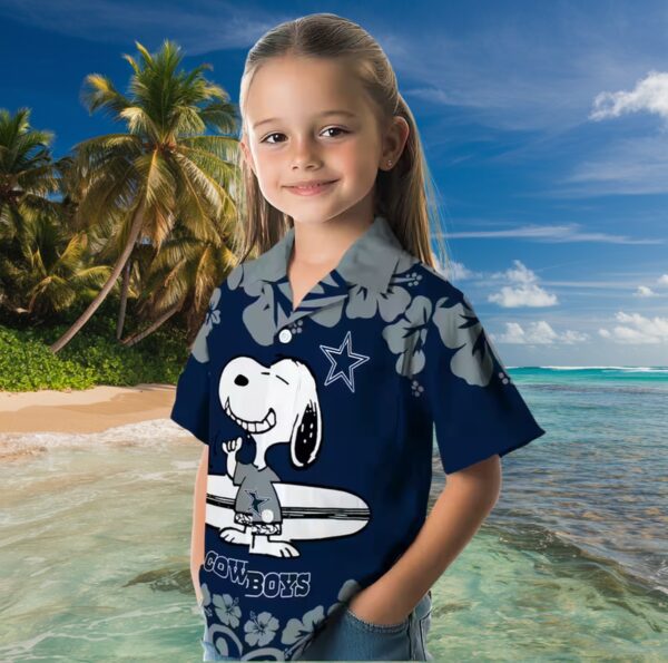 Dallas Cowboys Snoopy Surf Blue White Hawaiian Shirt - Image 6