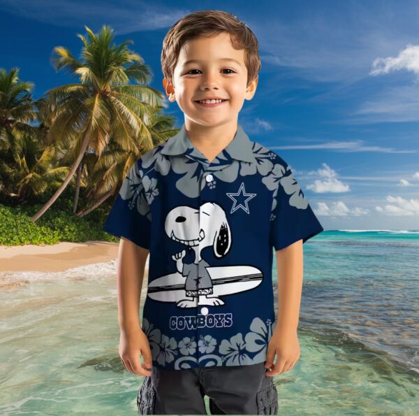Dallas Cowboys Snoopy Surf Blue White Hawaiian Shirt - Image 7