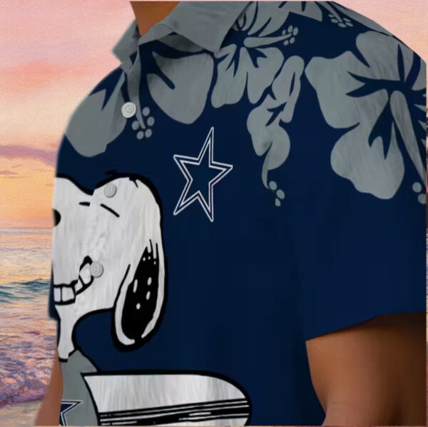 Dallas Cowboys Snoopy Surf Blue White Hawaiian Shirt - Image 8