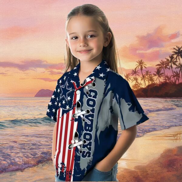 Dallas Cowboys Stitched Flag Blue Hawaiian Shirt - Image 6