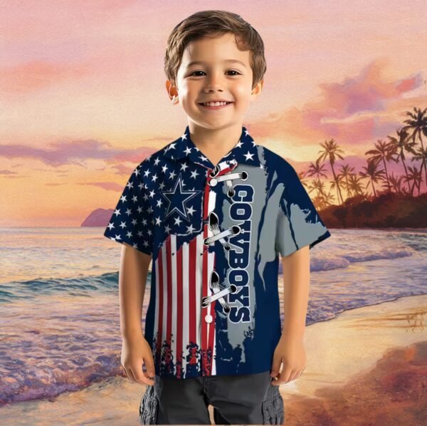 Dallas Cowboys Stitched Flag Blue Hawaiian Shirt - Image 7