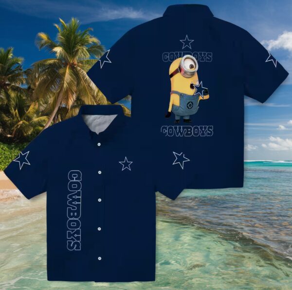 Dallas Cowboys Stuart Minion Blue Hawaiian Shirt - Image 3