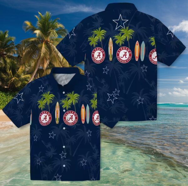 Dallas Cowboys Surfboard Palm Blue Hawaiian Shirt - Image 3