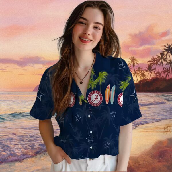 Dallas Cowboys Surfboard Palm Blue Hawaiian Shirt - Image 4