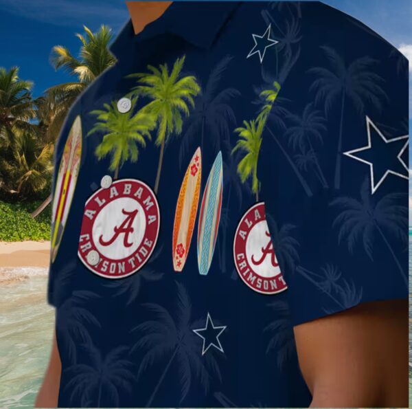 Dallas Cowboys Surfboard Palm Blue Hawaiian Shirt - Image 8