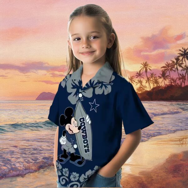 Dallas Cowboys Surfing Mickey Blue Hawaiian Shirt - Image 6