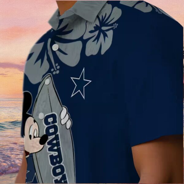Dallas Cowboys Surfing Mickey Blue Hawaiian Shirt - Image 8