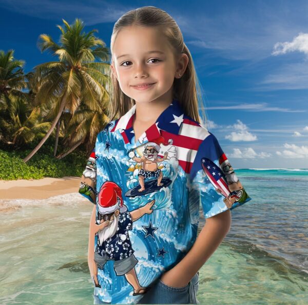 Dallas Cowboys Surfing Santa Blue Hawaiian Shirt - Image 6
