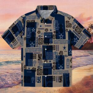 Dallas Cowboys Tribal Symbols Blue Hawaiian Shirt