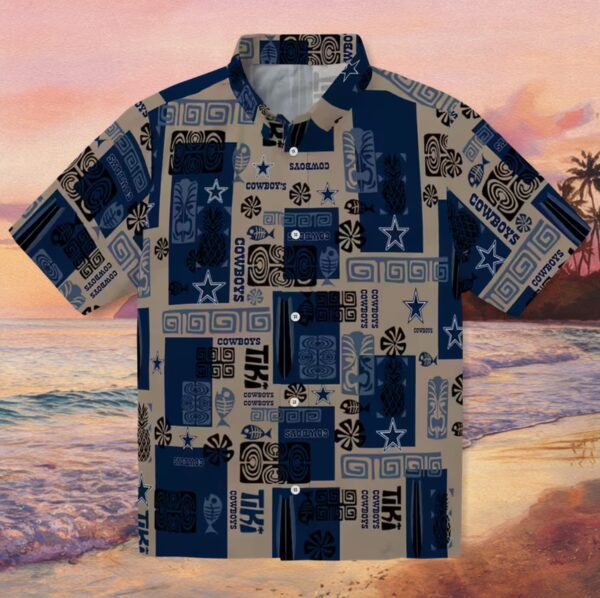Dallas Cowboys Tribal Symbols Blue Hawaiian Shirt